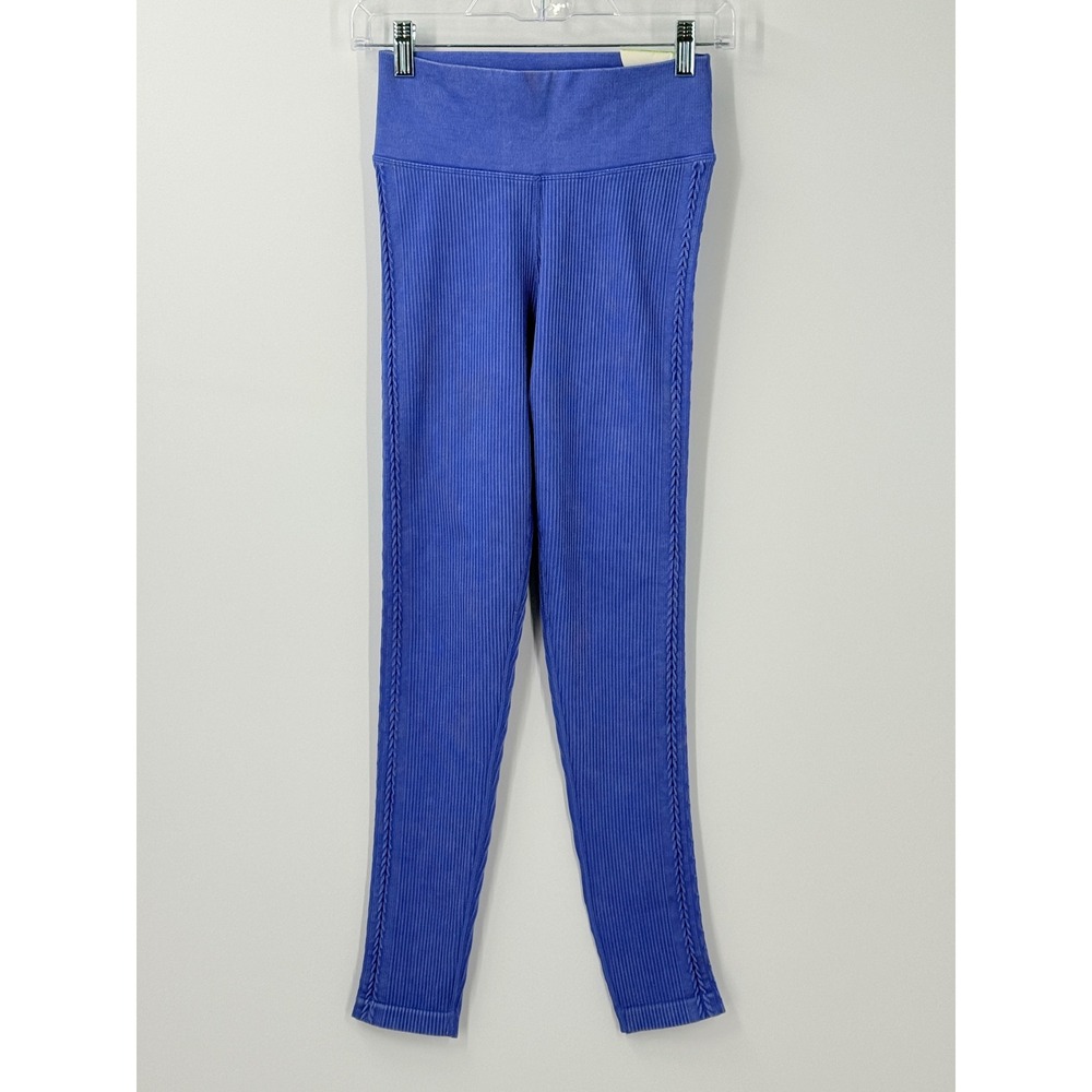 NWT OFFLINE by Aerie Seamless 7/8 Leggings Blue Ribbed Braided Trim Hi-Rise sz M